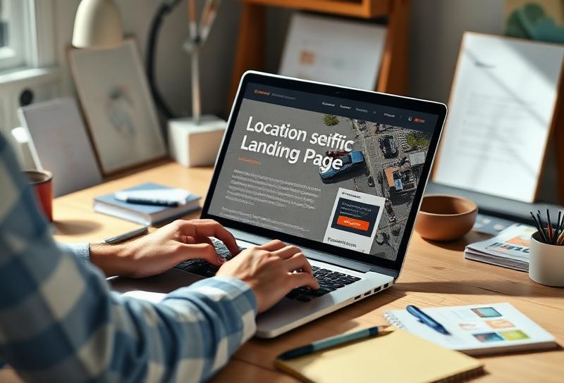 Content strategist drafting a location-specific landing page