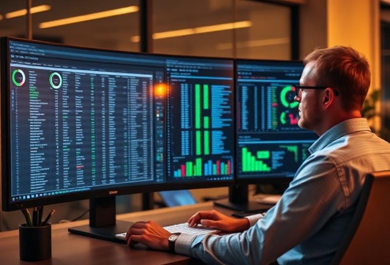 Analyst reviewing local keyword data on a monitor